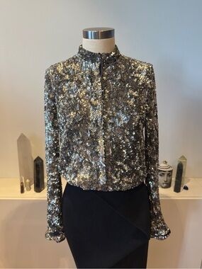 GRYPHON Sequin Mock-Neck Long-Sleeve jacket - Silver